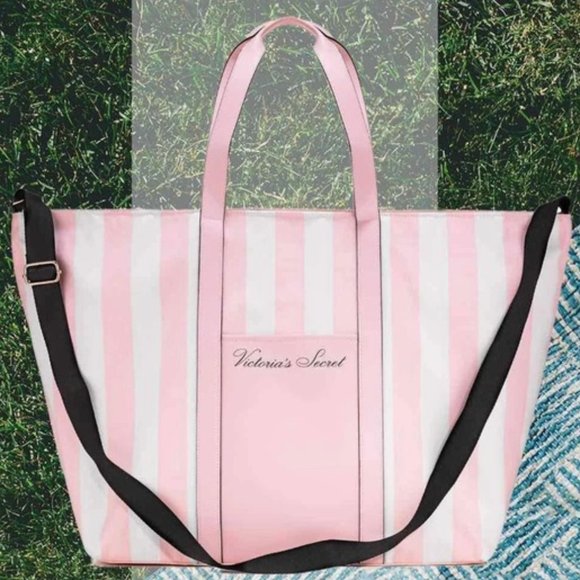 Classic Light Pink Stripes TOTE bag Victoria's Sec - Picture 2 of 7
